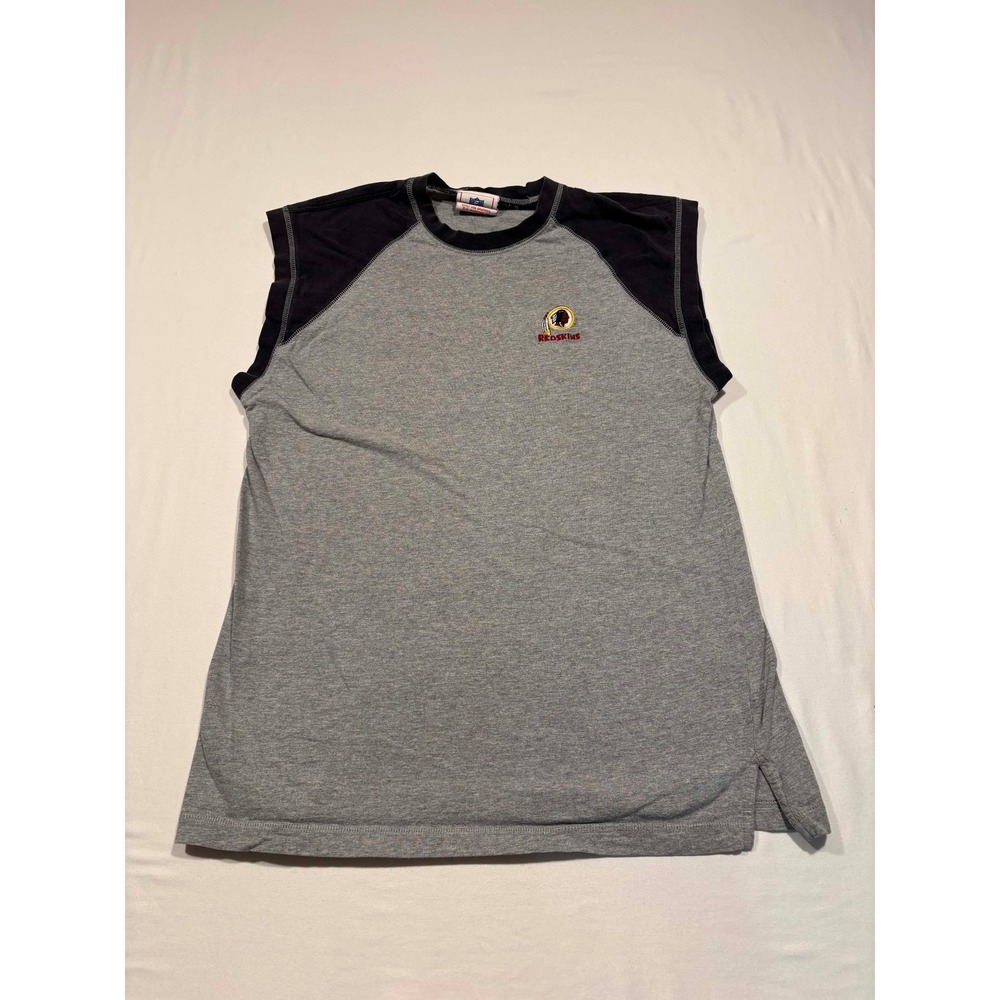 NFL Washington Redskins Sleeveless Muscle Shirt Gray Black Mens LG Embroidered